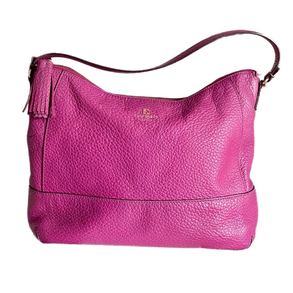 Kate Spade Fuchsia Pebble Leather Hobo Bag.